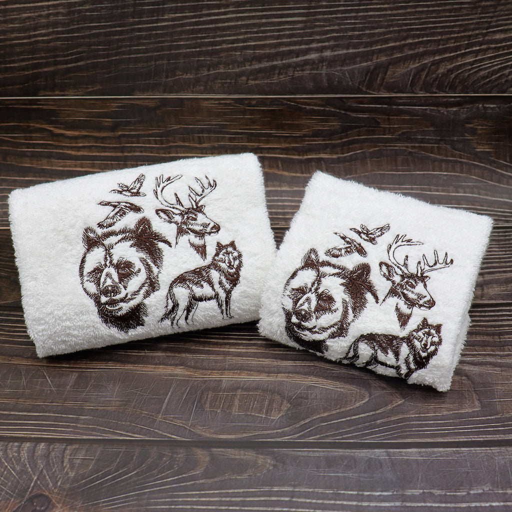 Asciugamani animali del bosco disegno - Il filo di Arianna