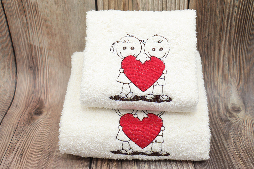 Asciugamani Lui e Lei cuore - Il filo di Arianna